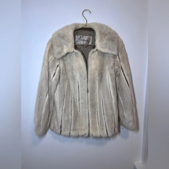 Vintage Short Fur Tan Collared Lined Jacket - Picture 1 of 13